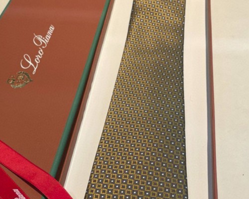 Галстук Loro Piana geometric logo-print premium - Brown