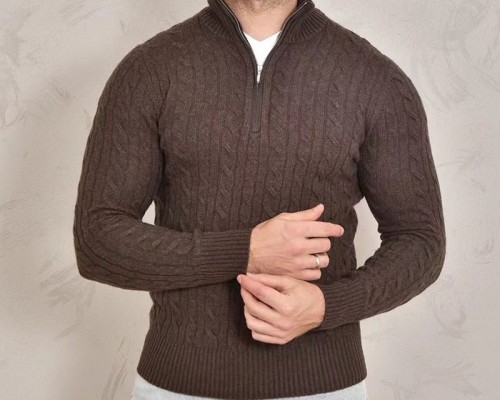 Кашемировый свитер Loro Piana Premium zip-neck - Brown