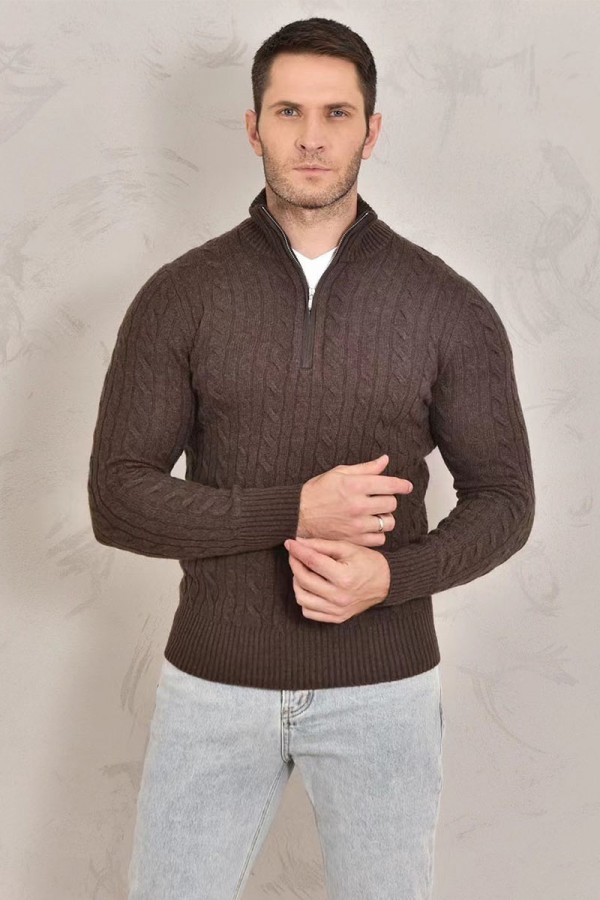 Кашемировый свитер Loro Piana Premium zip-neck - Brown