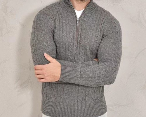 Кашемировый свитер Loro Piana Premium zip-neck - Dark Grey