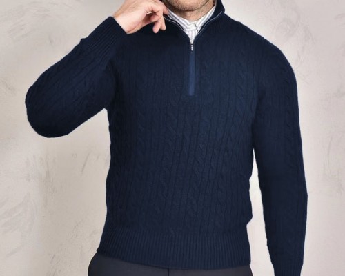 Кашемировый свитер Loro Piana Premium zip-neck - Navy