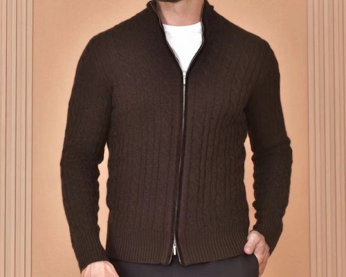 Кашемировый свитер Loro Piana Premium zip-up - Brown
