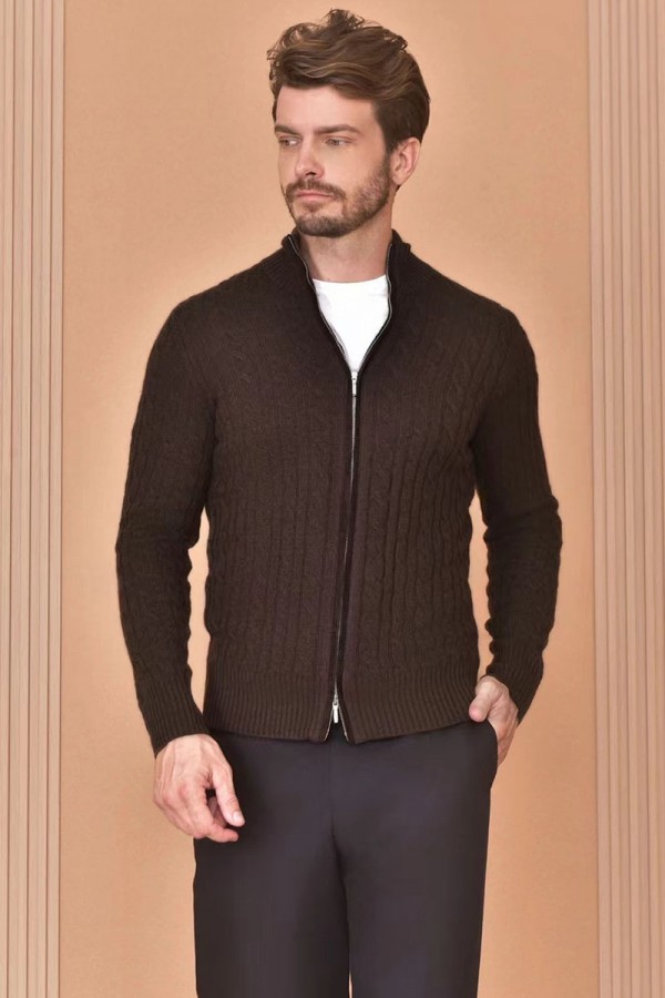 Кашемировый свитер Loro Piana Premium zip-up - Brown