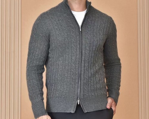 Кашемировый свитер Loro Piana Premium zip-up - Dark Grey