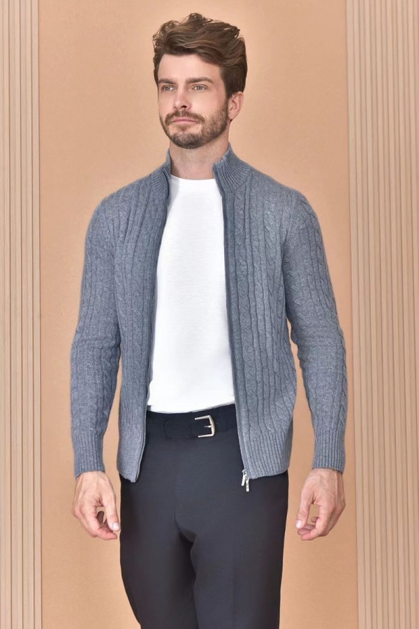 Кашемировый свитер Loro Piana Premium zip-up - Grey