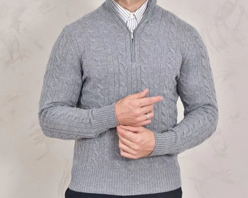 Кашемировый свитер Loro Piana Premium zip-neck - Grey