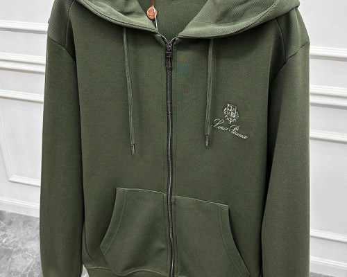 Кофта на молнии Loro Piana logo-embroidered - Green