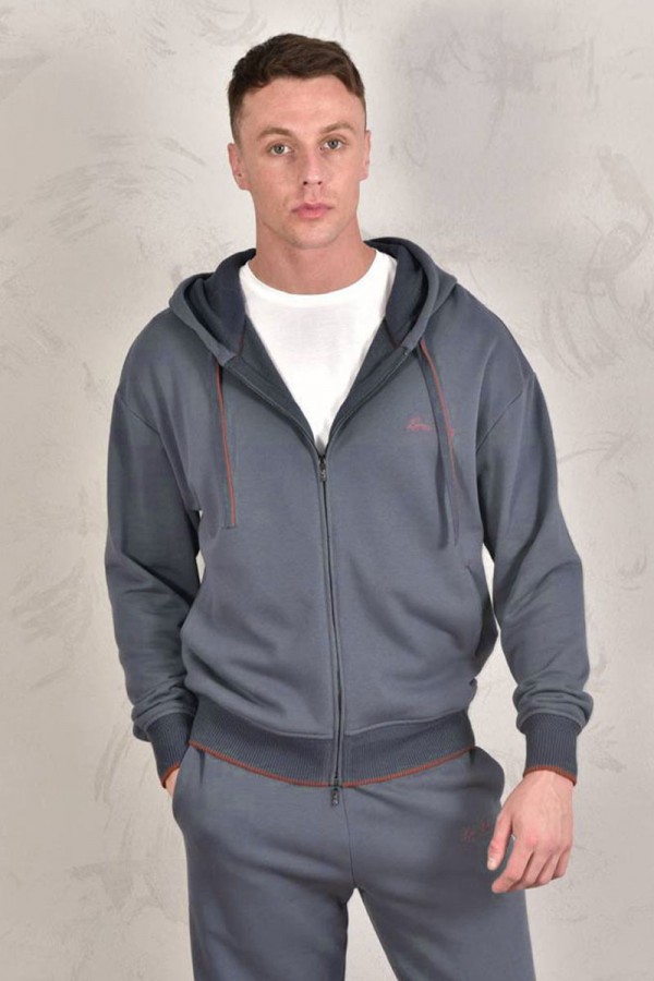 Кофта на молнии Loro Piana Premium signature logo - Denim Blue