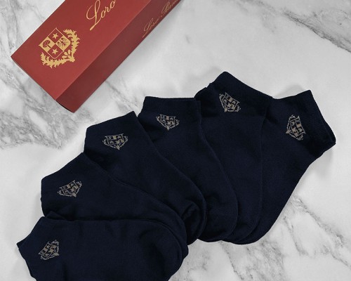 Комплект тёмно-синих носков Loro Piana brown logo