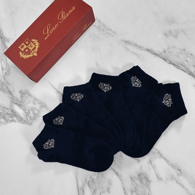 Комплект тёмно-синих носков Loro Piana grey logo