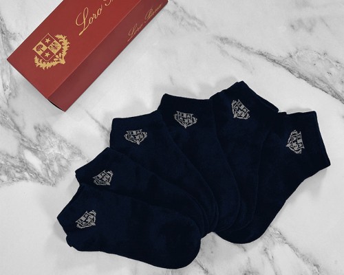 Комплект тёмно-синих носков Loro Piana grey logo