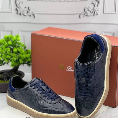 Кожаные кроссовки Loro Piana Tennis Walk - Navy