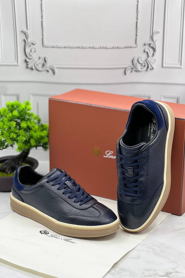 Кожаные кроссовки Loro Piana Tennis Walk - Navy
