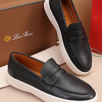 Кожаные лоферы Loro Piana Summer Walk - Black