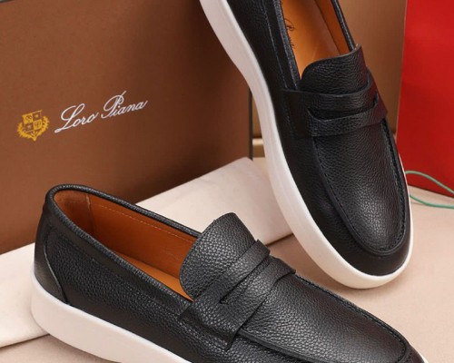 Кожаные лоферы Loro Piana Summer Walk - Black