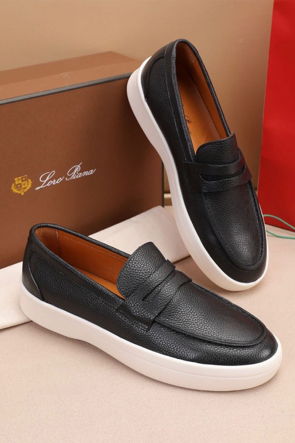 Кожаные лоферы Loro Piana Summer Walk - Black