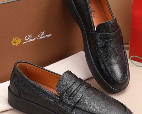 Кожаные лоферы Loro Piana Summer Walk - Black