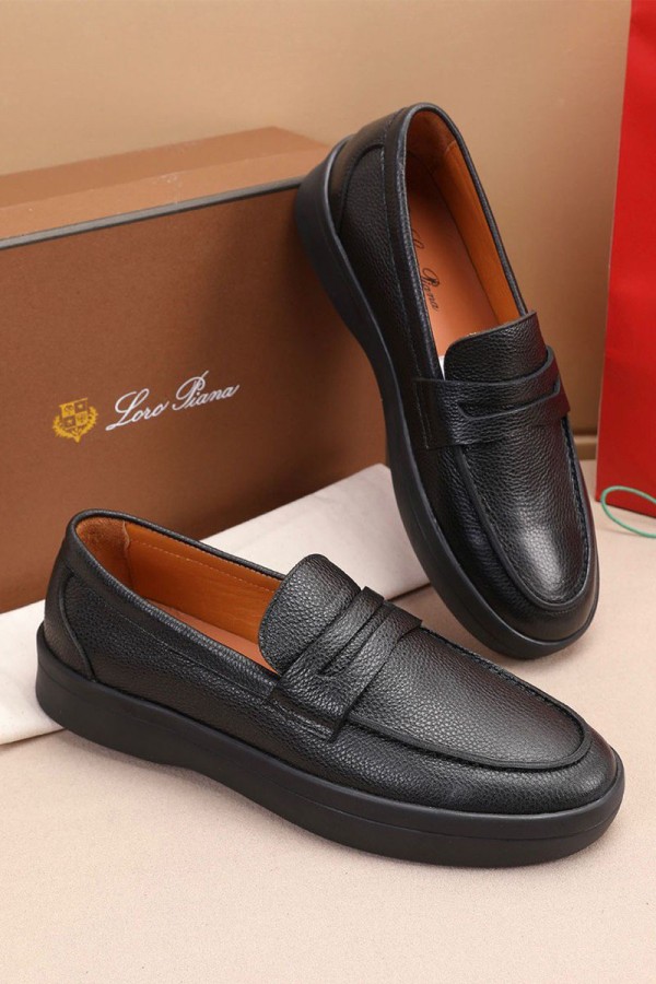 Кожаные лоферы Loro Piana Summer Walk - Black