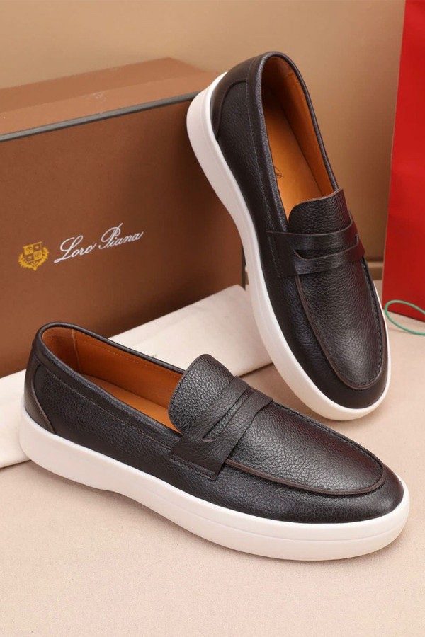 Кожаные лоферы Loro Piana Summer Walk - Brown