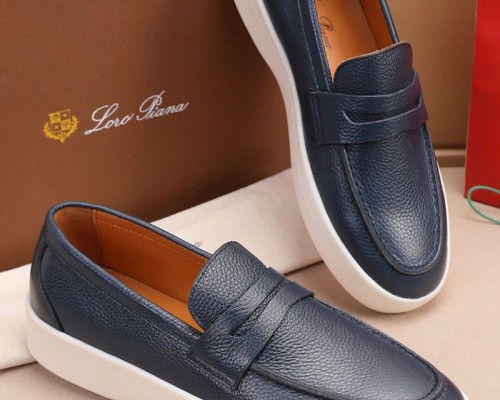 Кожаные лоферы Loro Piana Summer Walk - Navy