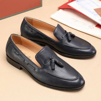 Кожаные лоферы Loro Piana tassel - Navy