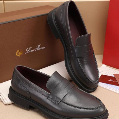 Кожаные лоферы Loro Piana Travis - Grey