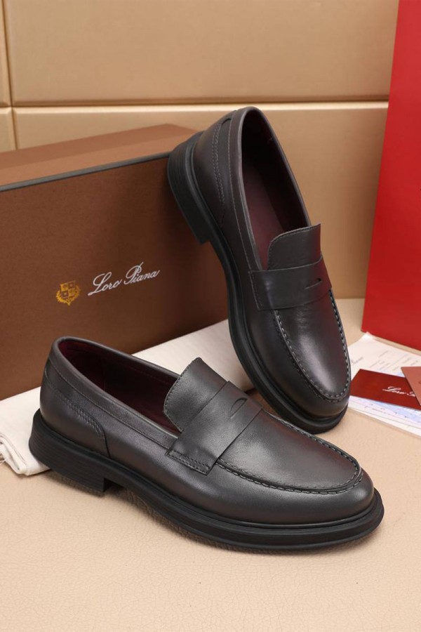 Кожаные лоферы Loro Piana Travis - Grey