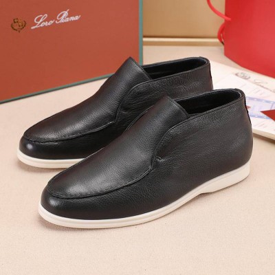 Кожаные лоферы с мехом Loro Piana Open Walk - Black