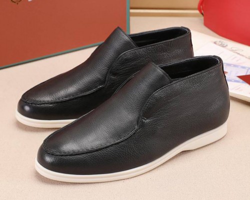 Кожаные лоферы с мехом Loro Piana Open Walk - Black