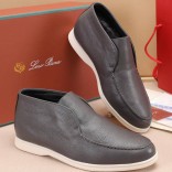 Кожаные лоферы с мехом Loro Piana Open Walk - Grey