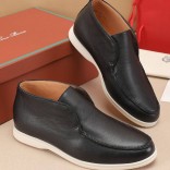 Кожаные лоферы с меховой стелькой Loro Piana Open Walk - Black