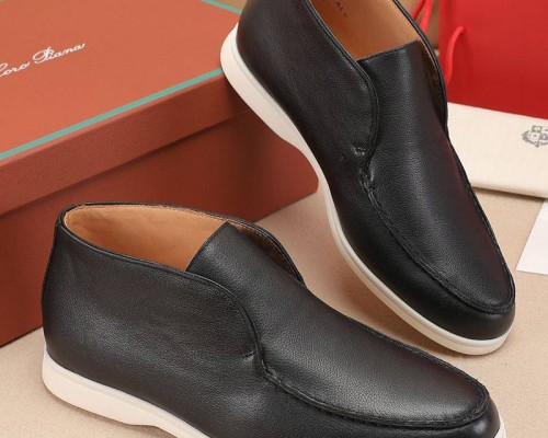 Кожаные лоферы с меховой стелькой Loro Piana Open Walk - Black