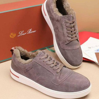 Кроссовки с мехом Loro Piana Newport Walk - Beige