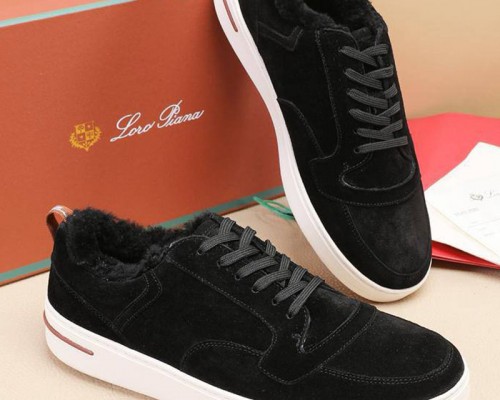 Кроссовки с мехом Loro Piana Newport Walk - Black