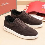 Кроссовки с мехом Loro Piana Newport Walk - Brown