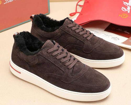 Кроссовки с мехом Loro Piana Newport Walk - Brown