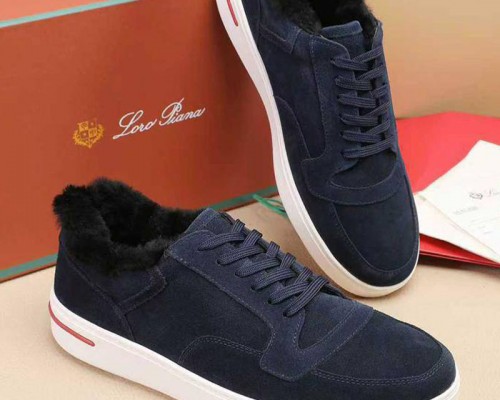 Кроссовки с мехом Loro Piana Newport Walk - Navy