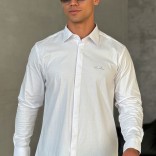 Мужская белая рубашка Loro Piana logo-embroidered