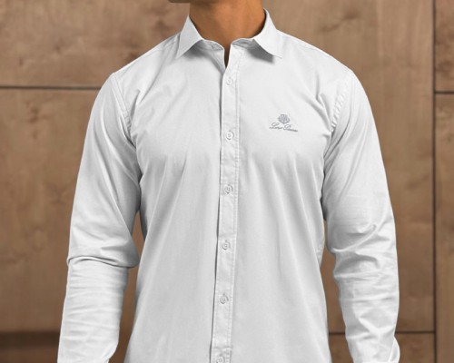 Мужская белая рубашка Loro Piana logo-embroidered