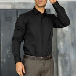 Мужская чёрная рубашка Loro Piana logo-embroidered