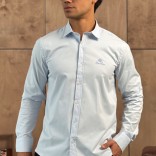 Мужская голубая рубашка Loro Piana logo-embroidered