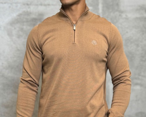 Мужская кофта Loro Piana zip neck - Brown