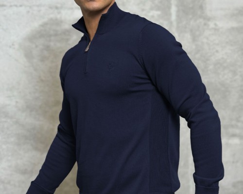 Мужская кофта Loro Piana zip neck - Navy