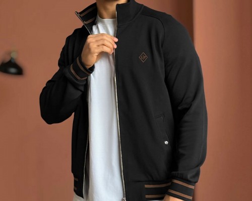 Мужская кофта на молнии Loro Piana monogram - Black