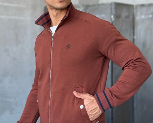 Мужская кофта на молнии Loro Piana monogram - Brown