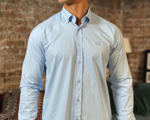 Мужская рубашка Loro Piana голубого цвета