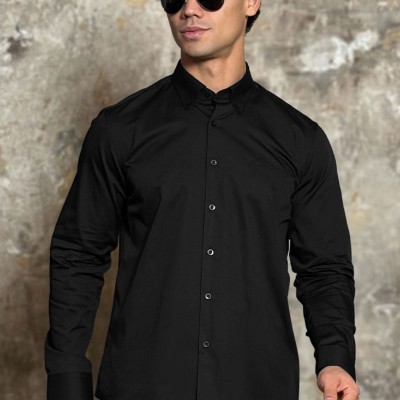 Мужская рубашка Loro Piana logo-embroidered - Black