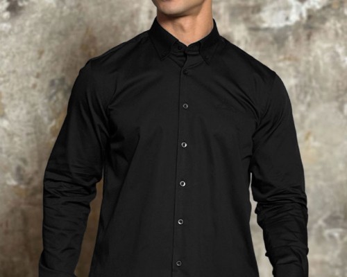 Мужская рубашка Loro Piana logo-embroidered - Black