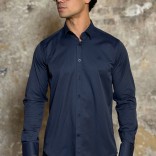 Мужская рубашка Loro Piana тёмно-синего цвета