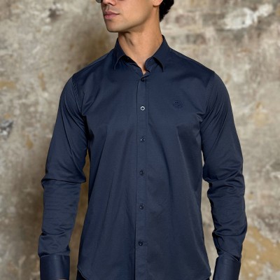 Мужская рубашка Loro Piana тёмно-синего цвета